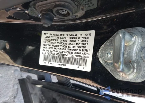 2016 Honda Civic Lx из США, поврежденный, VIN 19XFC2F56GE001154